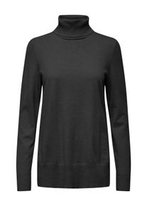 Only Damen Rollkragenpullover "ONLIBI LS LONG SLIT ROLLNECK CC KNT", schwarz, modisch, Gr. S, unifarben, meliert, Strick, Feinstrick, Obermaterial: