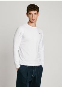 Pepe Jeans Herren Langarmshirt, weiß, casual, Gr. XL, Jersey, Obermaterial: 95% Baumwolle, 5% Elasthan, Shirts