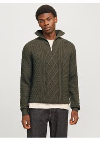 Jack & Jones JACK & JONES Herren Troyer "JPRBLUNORTH KNIT HIGH NECK SN", grün, modisch, Gr. S, meliert, Strick, Obermaterial: 57% Polyacryl, 43% Baumwolle,