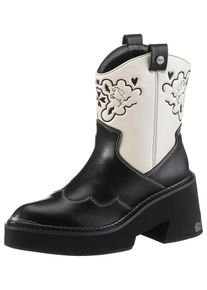 Buffalo Damen Cowboy Stiefelette "BULL BOOT VEGAN", Gr. 37, schwarz-weiß, Lederimitat, modisch, Schuhe, Westernstiefelette, Cowboy Boots,