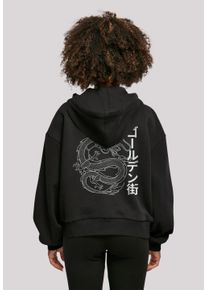 F4NT4STIC Damen Kapuzenpullover "Drache Golden Gai", schwarz, casual, Gr. M, Obermaterial: 100% Baumwolle, Pullover, Print