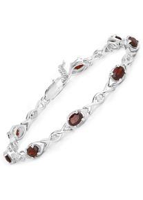 VIRA JEWELS Damen Armband "925-Sterling Silber rhodiniert Glänzend Granat bordeaux", 19cm, Silber 925 (Sterlingsilber), weiß, Silber 925