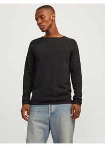 Jack & Jones JACK & JONES Herren Rundhalspullover "JJEHILL KNIT CREW NECK NOOS", grau, modisch, Gr. S, meliert, Strick, Obermaterial: 100% Baumwolle, Pullover,