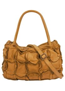 Samantha Look Damen Shopper, gelb, Leder, vintage, Taschen, echt Leder, Made in Italy