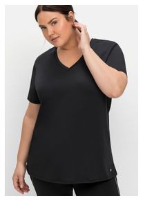 sheego Damen Funktionsshirt "Große Größen", schwarz, sportlich, Gr. 56, unifarben, Obermaterial: 90% Polyester, 10% Elasthan, Shirts, aus