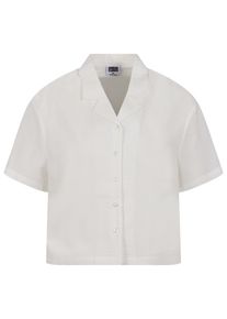 Urban Classics Damen Langarmhemd "Urban Classics Damen Ladies Seersucker Shirt", weiß, Gr. L, unifarben, 100% Baumwolle, Hemden