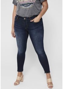Only CARMAKOMA Damen Skinny-fit-Jeans "CARWILLY REG SK ANK JNS", blau, casual, Gr. 48, Abriebeffekte, Jeans, Obermaterial: 94% Baumwolle, 4%