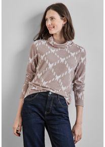 Street One Damen Rollkragenshirt, beige, casual, Gr. 40, kariert, Stoff, 70% Viskose, 20% Polyester, 10% Elasthan, Shirts, Karo-Style