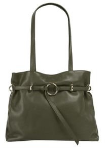 Samantha Look Damen Henkeltasche, grün, Leder, unifarben, leicht glänzend, Taschen, echt Leder, Made in Italy