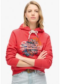 Superdry Damen Kapuzensweatshirt "TOKYO VL GRAPHIC HOODIE", rot, casual, Gr. S, bedruckt, Sweatware, Obermaterial: 80% Baumwolle, 20% Polyester,