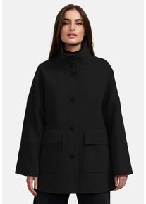 Manisa Damen Winterjacke, schwarz, casual, Gr. 50, unifarben, Obermaterial: 80% Wolle, 20% Polyamid. Futter: 100% Polyester, Jacken, mit Taschen
