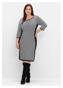 sheego Damen Strickkleid "Große Größen", schwarz-weiß, elegant, Gr. 46, gemustert, Obermaterial: 50% Viskose, 26% Polyamid, 24% Polyester, Kleider,