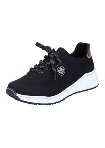 Rieker Damen Sneaker, Gr. 36, schwarz, Lederimitat, sportlich, Schuhe, mit MemoSoft-Innensohle, Freizeitschuh, Halbschuh, Schnürschuh