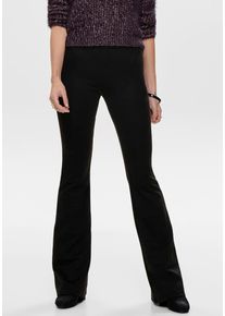 Only Damen Jerseyhose "ONLFEVER STRETCH FLAIRED PANTS JRS", schwarz, casual, Gr. XXS, unifarben, Jersey, Obermaterial: 95% Polyester, 5% Elasthan,