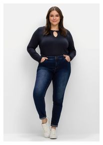 sheego Damen Stretch-Jeans "Große Größen", blau, casual, Gr. 40, unifarben, Obermaterial: 74% Baumwolle, 22% Polyester, 3% Viskose, 1% Elasthan,