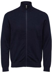 Selected Homme Herren Strickjacke "SLHBERG FULL ZIP CARDIGAN NOOS", blau, modisch, Gr. XL, unifarben, Strick, Obermaterial: 100% Baumwolle,