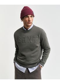 Gant Herren Sweatshirt "EMBOSSED C-NECK SWEAT", grün, casual, Gr. XXL, Sweatware, Obermaterial: 88% Baumwolle, 12% Polyester, Sweatshirts, eine