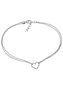 Firetti Fußkette "Schmuck Geschenk Silber 925 Körperschmuck Herz+LIEBE Ankerkette", Silber 925 (Sterlingsilber), silber, Silber 925 (Sterlingsilber),