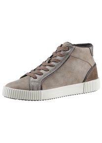 Geox Damen Sneaker "D BLOMIEE G", Gr. 37, grau, Lederimitat, Leder, metallic, sportlich, Schuhe, High Top Sneaker, Schnürboots, Winterboots mit