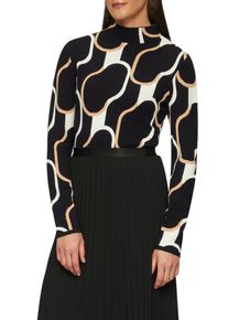 Damen Strickpullover, schwarz, casual, Gr. 48, s.Oliver BLACK LABEL, bedruckt, Strick, Obermaterial: 62% Viskose, 38% Polyester, Pullover, mit