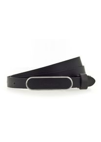 Tamaris Damen Ledergürtel, schwarz, Gr. 80, Rindsleder, Gürtel, Elegante, lederbezogene Koppelschließe in glänzendem Silber