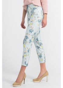 Recover Pants Damen Stoffhose "Druckhose", blau, Gr. 42, geblümt, 68% Baumwolle;29% Polyester;3% Elasthan, Hosen, figurbetonte Form