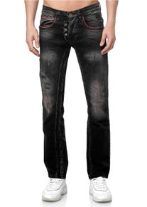 Rusty Neal Herren Bequeme Jeans, schwarz, casual, Gr. 31, unifarben, 99% Baumwolle, 1% Elasthan, Jeans, in geradem Schnitt