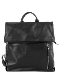 CLUTY Cityrucksack, schwarz, Rindsleder, Leder, beschichtet, leicht glänzend, klassisch, Rucksäcke, echt Leder, Made in Italy