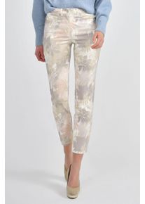 Recover Pants Damen Stoffhose "Druckhose", beige, Gr. 40, geblümt, 68% Baumwolle;29% Polyester;3% Elasthan, Hosen, normale Leibhöhe