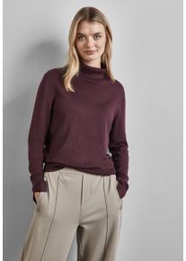 Street One Damen Rollkragenpullover, rot, casual, Gr. 36, unifarben, Stoff, 75% Viskose, 25% Polyamid, Pullover, mit Materialmix