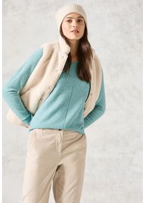 Cecil Damen V-Ausschnitt-Pullover, grün, casual, Gr. XL, unifarben, meliert, Strick, Obermaterial: 60% Baumwolle, 40% Polyester, Pullover, in