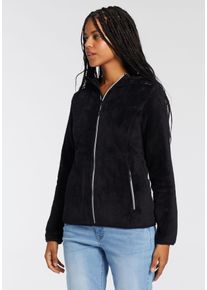 CMP Damen Kapuzenfleecejacke "D Kapuzenfleecejacke", grau, sportlich, Gr. 38, unifarben mit Farbeinsatz, Plüsch, Fleece, Obermaterial: 100%
