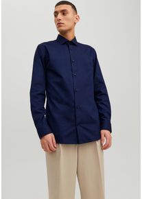 Jack & Jones JACK & JONES Herren Langarmhemd "JPRBLAPARKER SHIRT L/S", blau, modisch, Gr. XXL, unifarben, Web, Obermaterial: 100% Baumwolle, Hemden, mit Hemdkragen