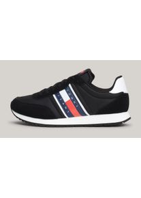 Tommy Jeans Herren Sneaker "TJM RUNNER CASUAL ESS", Gr. 44, schwarz-weiß, Textil, Veloursleder, Lederimitat, kontrastfarbene Details, sportlich,