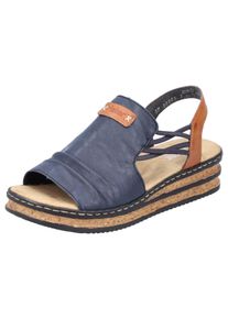 Rieker Damen Keilsandalette, Gr. 40, blau, Lederimitat, casual, Schuhe, Sommerschuh, Sandale, Keilabsatz, mit Stretchbänder