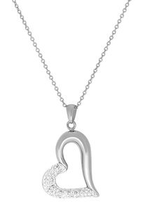 Firetti Damen Herzkette "Halskette Schmuck Geschenk funkelndes Herz "LIEBE"", Edelstahl, L: 50cm, weiß, Edelstahl, Halsketten, mit Kristallstein
