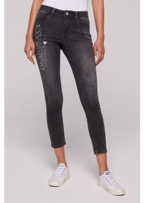 SOCCX Damen Slim-fit-Jeans, grau, casual, Gr. 26, bedruckt, Material: 68% Baumwolle, 16% Polyester, 14% Lyocell, 2% Elasthan, Jeans, mit normaler