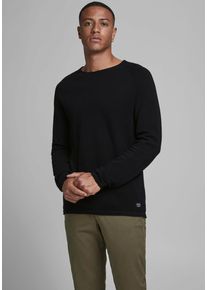 Jack & Jones JACK & JONES Herren Rundhalspullover "HILL KNIT", schwarz, modisch, Gr. XL, Obermaterial: 100% Baumwolle, Pullover