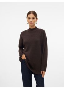 Véro Moda VERO MODA Damen Strickpullover "VMPLAZA LS HIGHNECK LONG PULLOVER GA BOO", braun, modisch, Gr. XS, meliert, Strick, Obermaterial: 64% Polyester, 21%