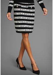 Laura Scott Damen Strickrock, schwarz-weiß, feminin, Gr. 42, gestreift, Strick, Obermaterial: 50% Viskose, 26% Polyamid, 24% Polyester, Röcke, mit