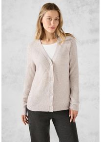 Cecil Damen Cardigan, beige, casual, Gr. XL, Strukturmuster, Stoff, 37% Baumwolle, 34% Polyacryl, 26% Polyester, 3% Elasthan, Strickjacken, mit