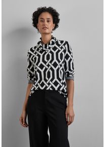 Street One Damen Rollkragenshirt, schwarz, casual, Gr. 38, bedruckt, Stoff, 63% Polyester, 34% Viskose, 3% Elasthan, Shirts, mit 3/4 Ärmeln