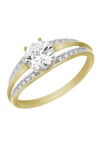 Firetti Damen Goldring "Schmuck Geschenk Gold 333 in Bicolor-Optik", 18, Gelbgold 333, 2,1mm, gelb, Gelbgold 333, Fingerringe, mit Zirkonia (synth.)
