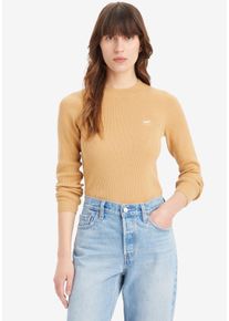 Levi's LEVI'S Damen Strickpullover "CREW RIB SWEATER", braun, casual, Gr. M, Feinstrick, Feinripp, Obermaterial: 51% Polyacryl, 36% Polyester, 13% Polyamid,