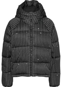 Tommy Jeans Damen Steppjacke, schwarz, casual, Gr. L, gestreift, Web, Obermaterial: 100% Polyester. Futter: 100% Polyester. Wattierung: 100%