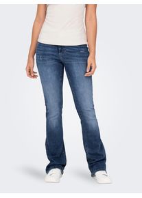 Only Damen Bootcut-Jeans "ONLBLUSH MID FLARED DNM TAI305 NOOS", blau, modisch, Gr. L, unifarben, Denim/Jeans, Obermaterial: 92% Baumwolle, 6%