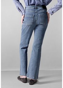 Damen Slim-fit-Jeans, blau, casual, Gr. 32, STREET ONE STUDIO, unifarben, Jeans, 96% Baumwolle, 3% Polyester, 1% Elasthan, Jeans, High Waist