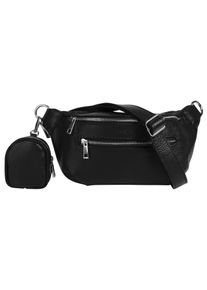 Samantha Look Damen Gürteltasche, schwarz, Leder, unifarben, leicht glänzend, Taschen, echt Leder, Made in Italy