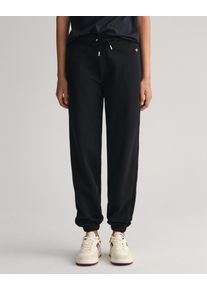 Gant Damen Sweathose "REL SHIELD SWEATPANTS", schwarz, sportlich, Gr. XXL, Jersey, Obermaterial: 87% Baumwolle, 13% Polyester, Hosen, mit