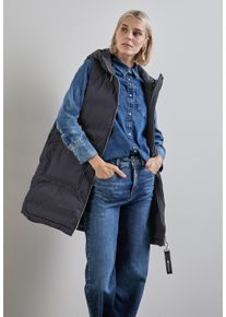Street One Damen Longweste, blau, casual, Gr. 46, unifarben, Web, Obermaterial: 100% Polyester, Westen, gesteppt und mit Kapuze
